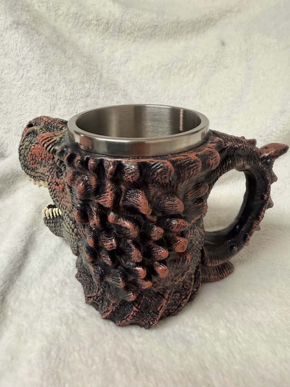 Jurassic 3D T-Rex Dinosaur Head Skull Coffee Mug Stainless Steel Liner - Picture 4 of 9